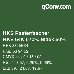 Code couleur: HKS Rasterfaecher - HKS 64K 070% Black 50% | qconv.com