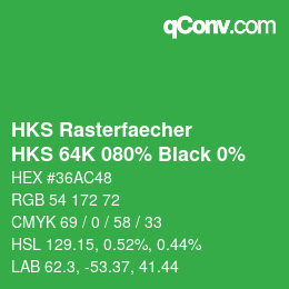 Código de color: HKS Rasterfaecher - HKS 64K 080% Black 0% | qconv.com