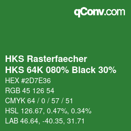 Código de color: HKS Rasterfaecher - HKS 64K 080% Black 30% | qconv.com