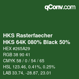 カラーコード: HKS Rasterfaecher - HKS 64K 080% Black 50% | qconv.com