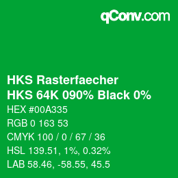 Color code: HKS Rasterfaecher - HKS 64K 090% Black 0% | qconv.com