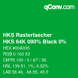 Color code: HKS Rasterfaecher - HKS 64K 090% Black 0% | qconv.com