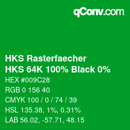 Code couleur: HKS Rasterfaecher - HKS 64K 100% Black 0% | qconv.com