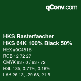 Color code: HKS Rasterfaecher - HKS 64K 100% Black 50% | qconv.com