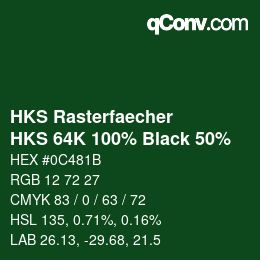 カラーコード: HKS Rasterfaecher - HKS 64K 100% Black 50% | qconv.com