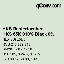 カラーコード: HKS Rasterfaecher - HKS 65K 010% Black 0% | qconv.com