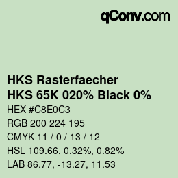 Farbcode: HKS Rasterfaecher - HKS 65K 020% Black 0% | qconv.com