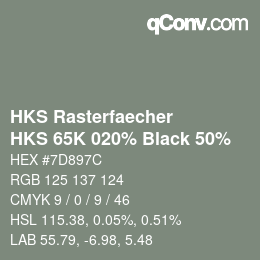 Color code: HKS Rasterfaecher - HKS 65K 020% Black 50% | qconv.com