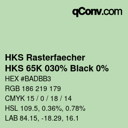 Color code: HKS Rasterfaecher - HKS 65K 030% Black 0% | qconv.com