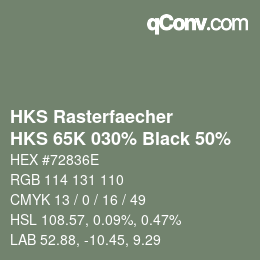 Código de color: HKS Rasterfaecher - HKS 65K 030% Black 50% | qconv.com