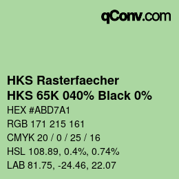 Color code: HKS Rasterfaecher - HKS 65K 040% Black 0% | qconv.com