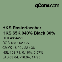 カラーコード: HKS Rasterfaecher - HKS 65K 040% Black 30% | qconv.com