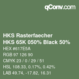 Farbcode: HKS Rasterfaecher - HKS 65K 050% Black 50% | qconv.com