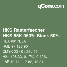 Color code: HKS Rasterfaecher - HKS 65K 050% Black 50% | qconv.com