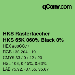 Farbcode: HKS Rasterfaecher - HKS 65K 060% Black 0% | qconv.com