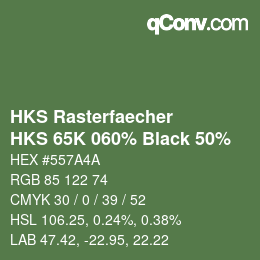 Code couleur: HKS Rasterfaecher - HKS 65K 060% Black 50% | qconv.com
