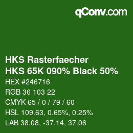 カラーコード: HKS Rasterfaecher - HKS 65K 090% Black 50% | qconv.com