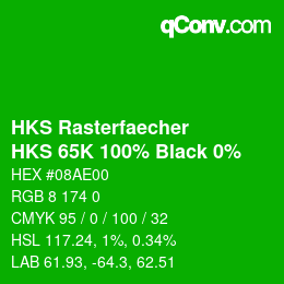 Code couleur: HKS Rasterfaecher - HKS 65K 100% Black 0% | qconv.com