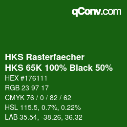 Code couleur: HKS Rasterfaecher - HKS 65K 100% Black 50% | qconv.com