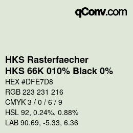 カラーコード: HKS Rasterfaecher - HKS 66K 010% Black 0% | qconv.com