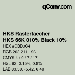 カラーコード: HKS Rasterfaecher - HKS 66K 010% Black 10% | qconv.com