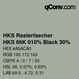 カラーコード: HKS Rasterfaecher - HKS 66K 010% Black 30% | qconv.com