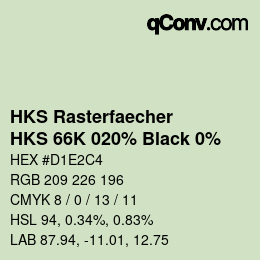 Color code: HKS Rasterfaecher - HKS 66K 020% Black 0% | qconv.com