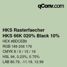 カラーコード: HKS Rasterfaecher - HKS 66K 020% Black 10% | qconv.com