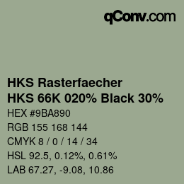 カラーコード: HKS Rasterfaecher - HKS 66K 020% Black 30% | qconv.com