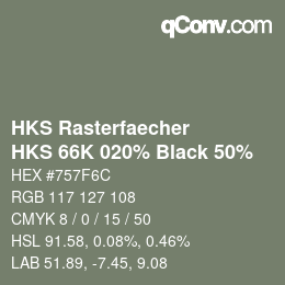 カラーコード: HKS Rasterfaecher - HKS 66K 020% Black 50% | qconv.com