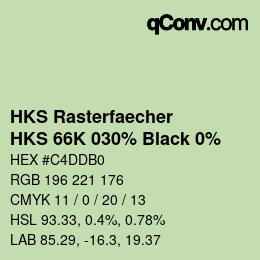 Color code: HKS Rasterfaecher - HKS 66K 030% Black 0% | qconv.com