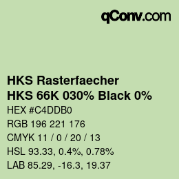 カラーコード: HKS Rasterfaecher - HKS 66K 030% Black 0% | qconv.com