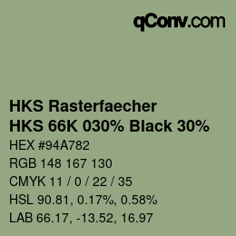 Farbcode: HKS Rasterfaecher - HKS 66K 030% Black 30% | qconv.com