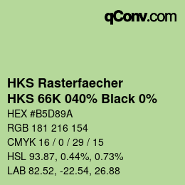 Código de color: HKS Rasterfaecher - HKS 66K 040% Black 0% | qconv.com