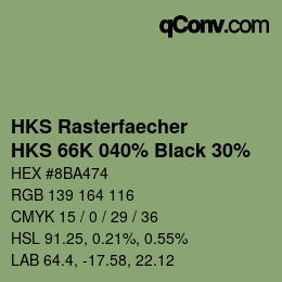 カラーコード: HKS Rasterfaecher - HKS 66K 040% Black 30% | qconv.com