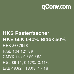 Farbcode: HKS Rasterfaecher - HKS 66K 040% Black 50% | qconv.com