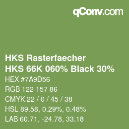 カラーコード: HKS Rasterfaecher - HKS 66K 060% Black 30% | qconv.com