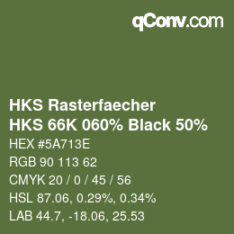 カラーコード: HKS Rasterfaecher - HKS 66K 060% Black 50% | qconv.com