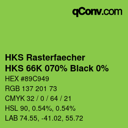 Farbcode: HKS Rasterfaecher - HKS 66K 070% Black 0% | qconv.com