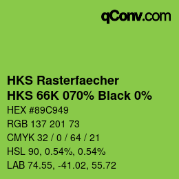 Código de color: HKS Rasterfaecher - HKS 66K 070% Black 0% | qconv.com