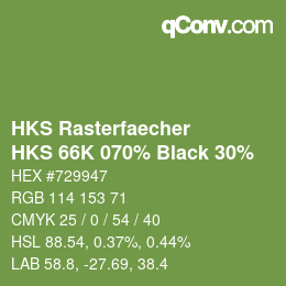 Color code: HKS Rasterfaecher - HKS 66K 070% Black 30% | qconv.com