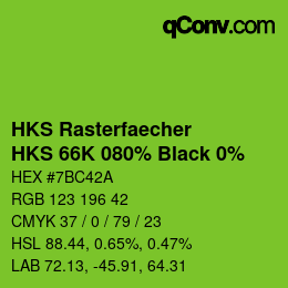 カラーコード: HKS Rasterfaecher - HKS 66K 080% Black 0% | qconv.com