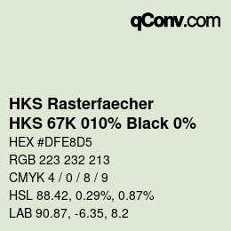 Código de color: HKS Rasterfaecher - HKS 67K 010% Black 0% | qconv.com