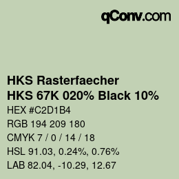 カラーコード: HKS Rasterfaecher - HKS 67K 020% Black 10% | qconv.com