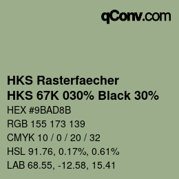 カラーコード: HKS Rasterfaecher - HKS 67K 030% Black 30% | qconv.com