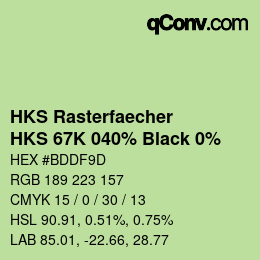 Code couleur: HKS Rasterfaecher - HKS 67K 040% Black 0% | qconv.com
