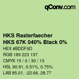 カラーコード: HKS Rasterfaecher - HKS 67K 040% Black 0% | qconv.com