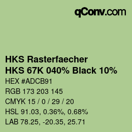 Farbcode: HKS Rasterfaecher - HKS 67K 040% Black 10% | qconv.com