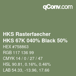 Código de color: HKS Rasterfaecher - HKS 67K 040% Black 50% | qconv.com