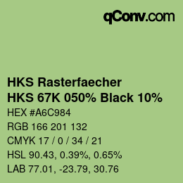 Farbcode: HKS Rasterfaecher - HKS 67K 050% Black 10% | qconv.com